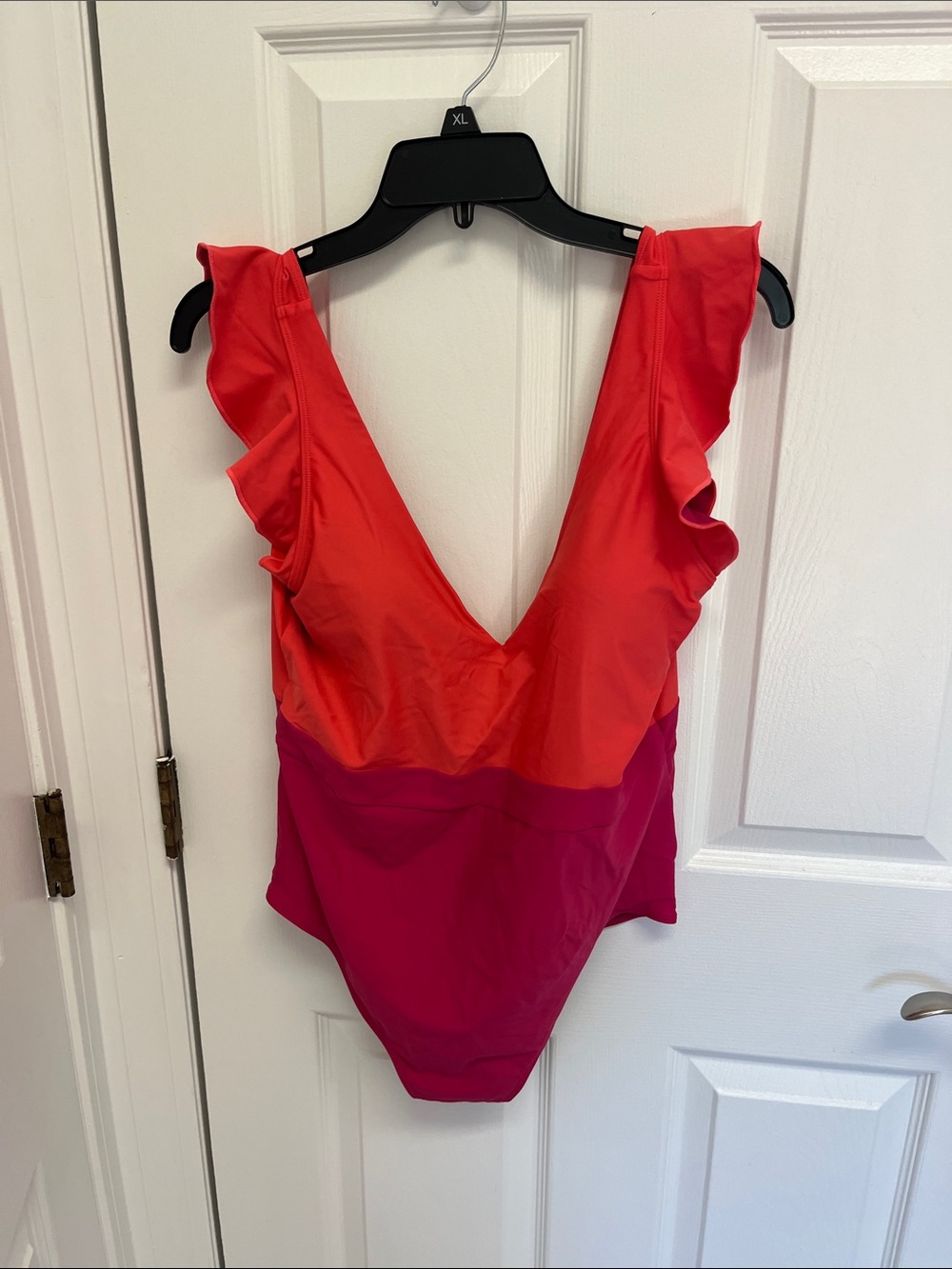 summersalt Colorblock Ruffle One-Piece Swimsuit - Red & Pink